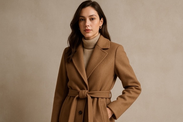 Wełniane kurtki i płaszcze damskie Średni